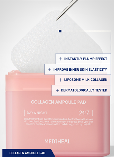 MEDIHEAL Collagen Ampoule Pad – 100 Dischetti